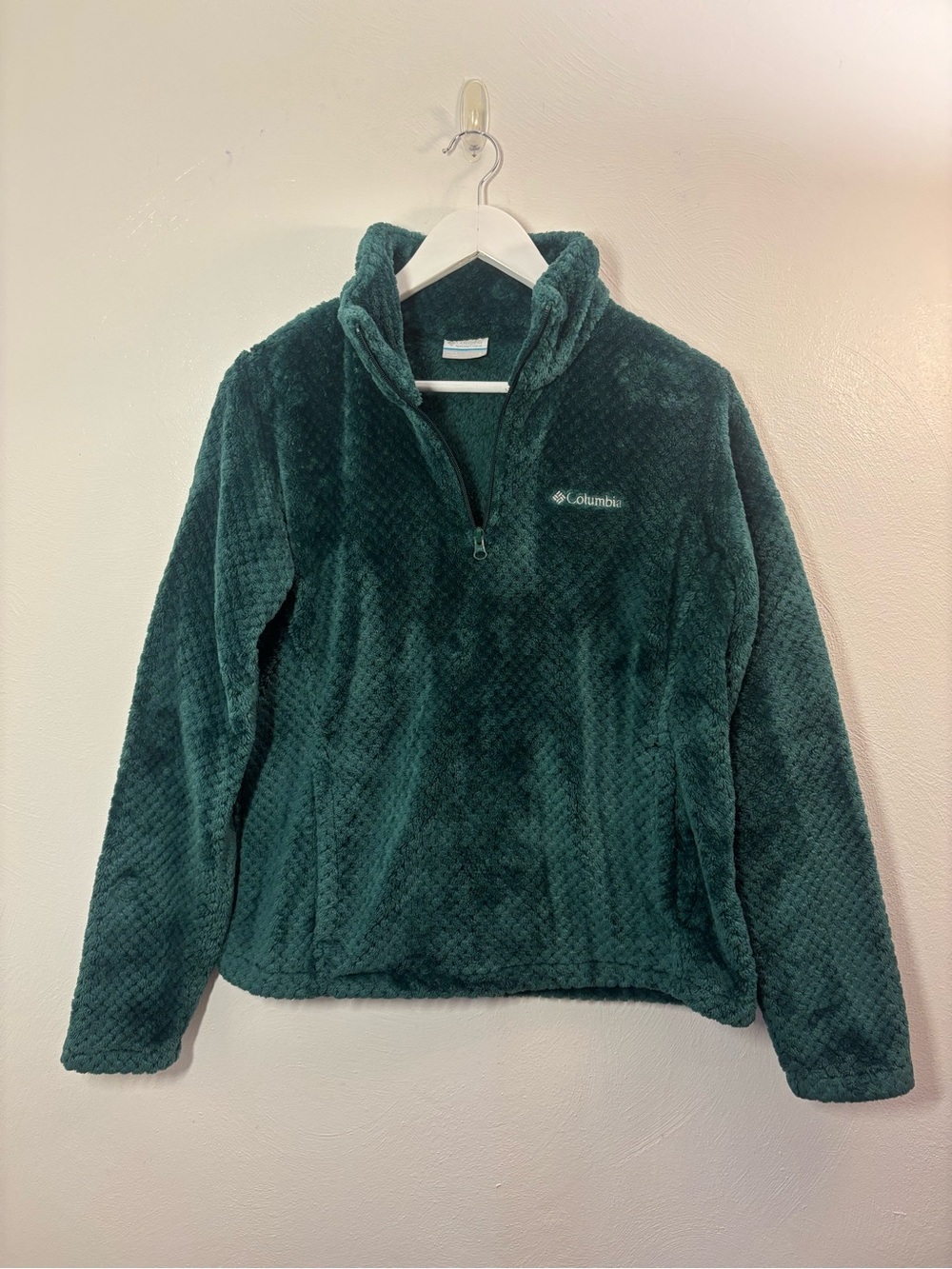 Columbia Plush Quarter-Zip Fleece Jacket Deep Forest Green Size Large